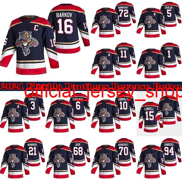 

16 aleksander barkov 2021 reverse retro jersey 72 sergei bobrovsky 1 roberto luongo 5 aaron ekblad hockey jerseys, Black