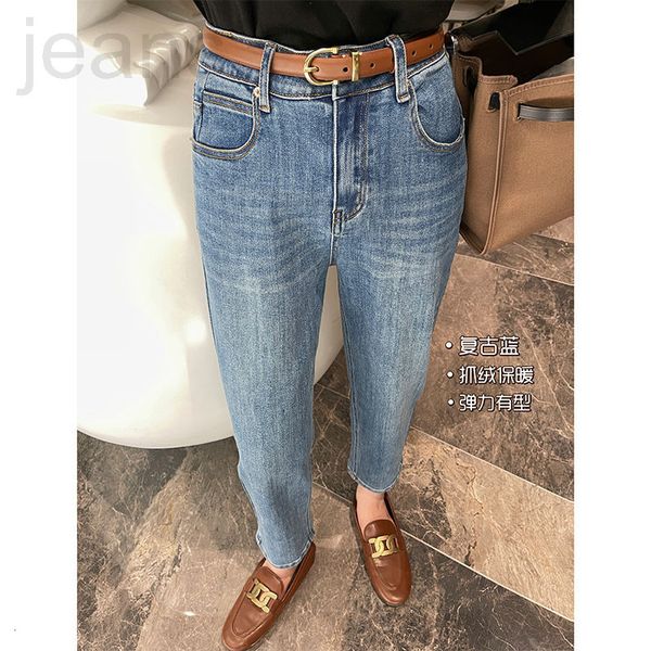 

women's jeans designer zhang xiaomou[cropped jeans]straight jeans women's loose spring and autumn blue high waist capris c3z1