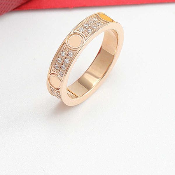 316 Titanium Steel Silver 2 Linha Full Shine Stones Love Ring Men Women Rose Gold Gold Ring Loves Casal Ring para presente noivado de casamento NUNCA