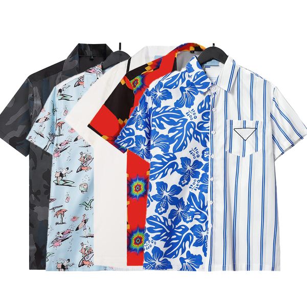Camisas de vestir de diseñador para hombre Camisa de seda Ropa de manga corta Carta Clowers Imprimir Casual Collar de verano Para mujer Colores de mezcla Tamaño M-3XL