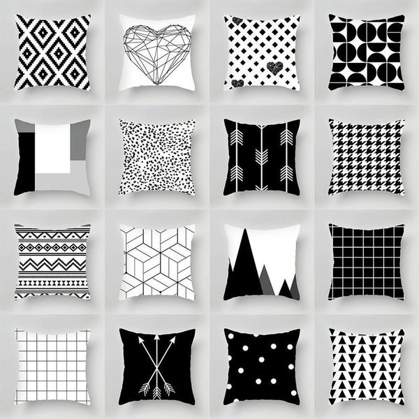 Yastık kasası İskandinav minimalist geometrik siyah ve beyaz yastık kasa şekerleme çok fonksiyonlu yastık kapağı Arabanın içindeki sırtlık 220623