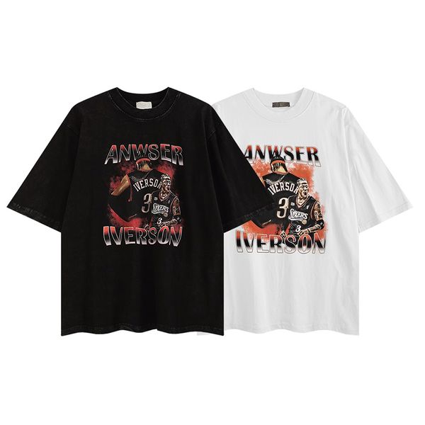 

t shirt short sleeve tee washed black print men women t-shirt tee, White;black