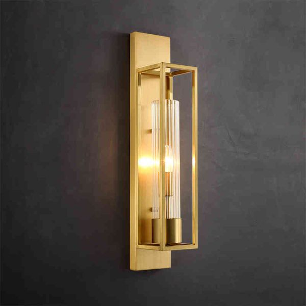 

pendant lamps chinese crystal copper wall lamp modern villa living room tv background long aisle bedroom bedside