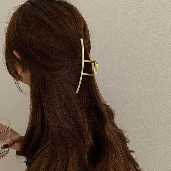 Clipes de cabelo barrettes corea metal sem costura simples elegante e elegante garra francesa arranhão lua arco