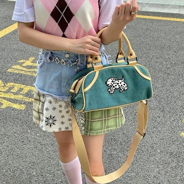 Borse da sera Trendy Shoulder Cute Dalmata Nylon Canvas Womens Handbag 2022 Japanese Kawaii Casual Travel Cross Body Bag BorsetteSera