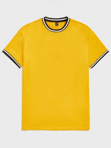 

men striped trim tee h3nl#, White;black