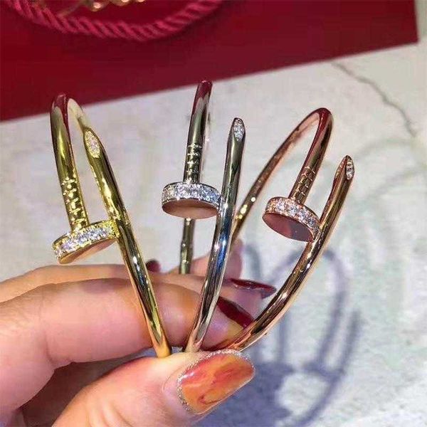 

with box gold silver titanium steel bracelet inlay diamond screw cuff bracelets women men love jewelry gift 16 19, Black