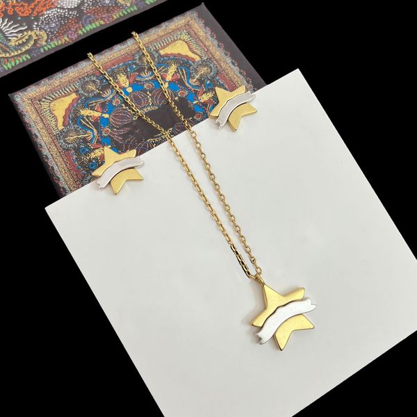 

luxury fashion choker necklace designer jewelry wedding 18k gold plated platinum letter pendants necklaces and earring set for women, Silver