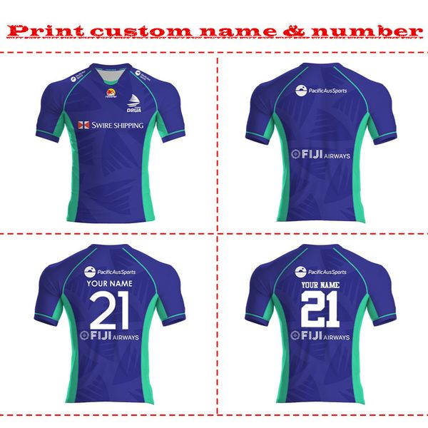 

2022 fiji drua home rugby jersey shirt size s-5xl (print custom name number), Black