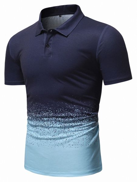 

men ombre dalmatian print polo shirt l09c#, White;black