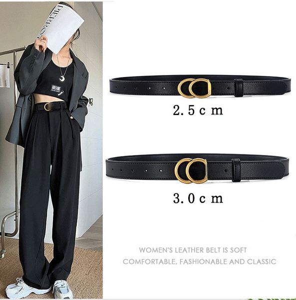 I più venduti cintura nera in pelle da donna all'ingrosso moda versatile jeans cintura pantaloni stile coreano per donna ragazza cintura classica da festa di lusso
