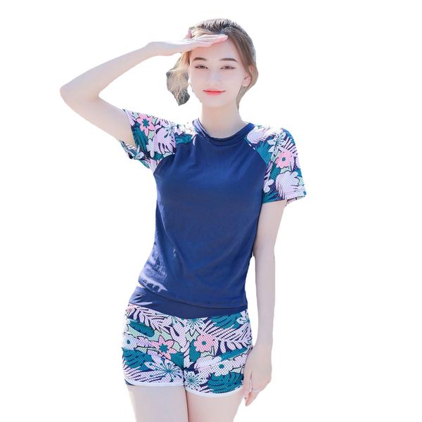 

summer women's sports split conservative two-piece swimsuit to cover the belly and show thin seaside sunscreen swimsuit