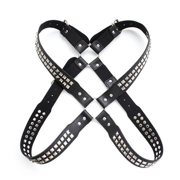 Gürtel Sexy Männer Faux Leder Harness Gürtel Punk Gothic Niet Körper Bondage Käfig Pin Schnallen Zurück Gekreuzte Brust Für Homosexuell männlich