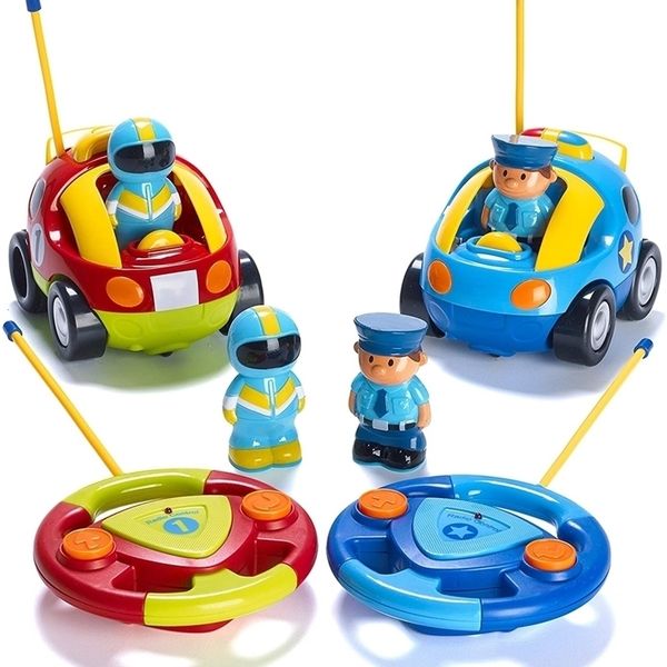 Cartoon RC Rennwagen R Fernbedienung mit Musik Lichter Sound für Kinder Kinder Fahrzeuge Spielzeug für Jungen Geschenke 220429
