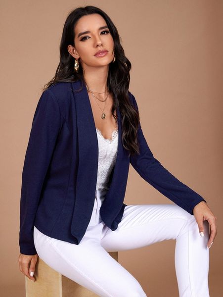 

shawl collar solid blazer 37g5#, White