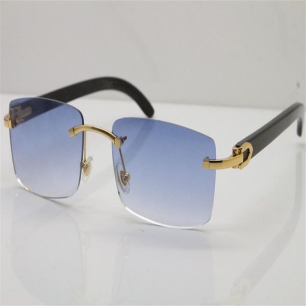 

whole 18k gold women designer rimless sunglasses 8200758 black buffalo horn glasses with box driving glasses uv400 eyew3237, White;black