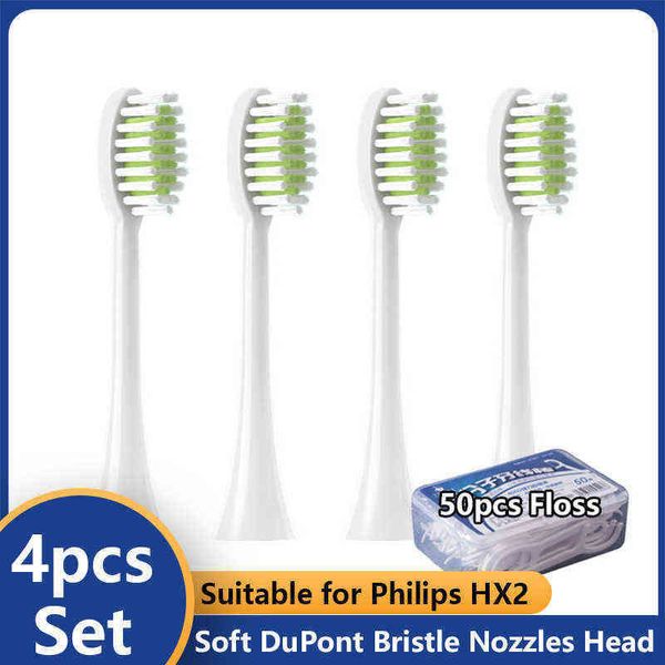 

toothbrush 4 piece replacement for hx2 head brushes electric tooth dupont soft smart clean head toothbrush nozzle 0303