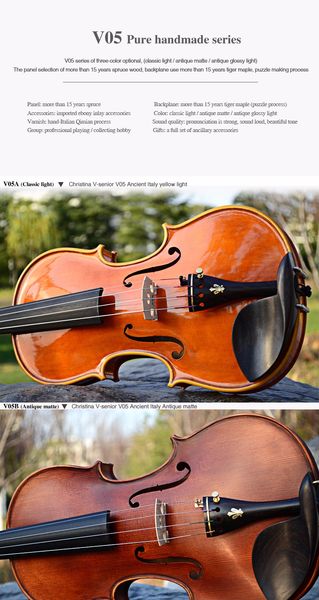 

italian christina v05b handmade professional wood violin4/4 luthier stradivarius musical instruments 4/4 grading violin