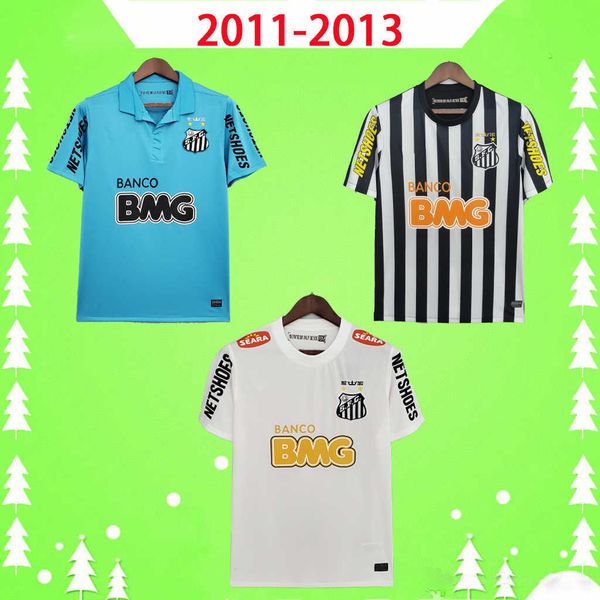 

#11 santos 2011 2012 2013 retro soccer jerseys 11 12 13 vintage football shirts home away third white blue black thai qualtiy mens adults, Black;yellow