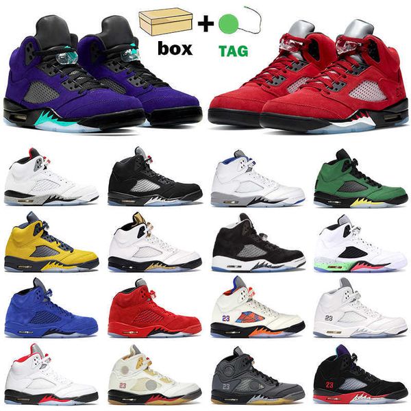 

basketball shoes men jumpman 5s raging red 5 stealth 2.0 fire what the white cement metallic international flight oreo mens sports sneakers, Black