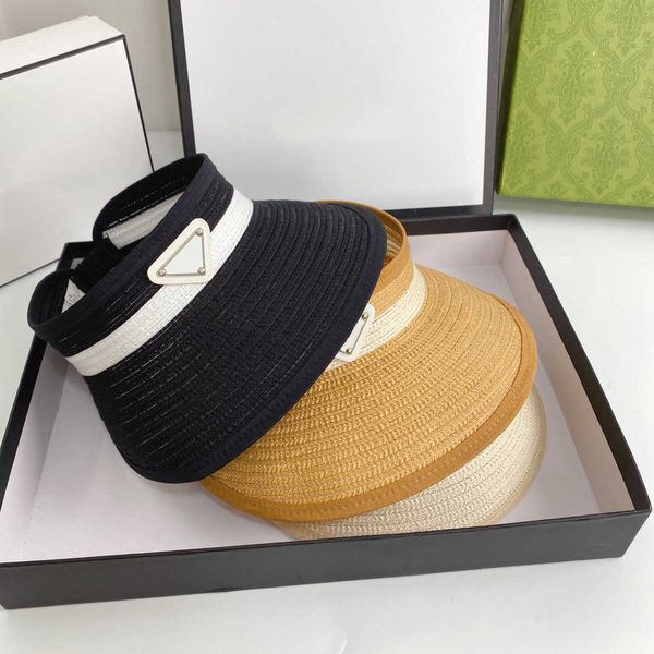 

fashion visors straw sunhat luxury designer visor men women hats caps bucket hat wide brim cap summer resort classic, Blue;gray
