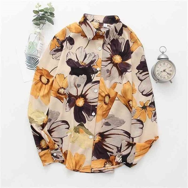 

summer hawaii floral shirts women blouses long sleeve shirt camisas femininas female fashion shirt blusas mujer 210702, White