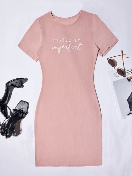 

letter graphic bodycon dress r79s#, Black;gray