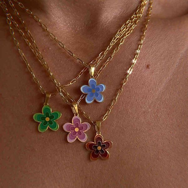 

18k gold plated bijoux daisy drop oil flower necklace for woman, Silver