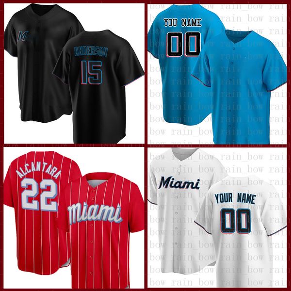 

2022 sandy alcantara baseball jersey jose fernandez brian anderson lewis brinson avisaÃ­l garcÃ­a garrett cooper alex jackson isan diaz monte, Blue;black