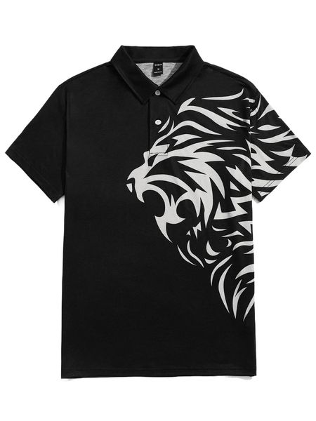 

men animal print polo shirt u3bt#, White;black