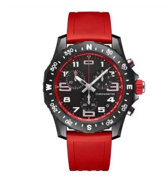 

luxury men's watch japan quartz endurance pro chronograph wristwatch red blue rubber 1884 men watches sapphire glass man watches wristw, Slivery;brown