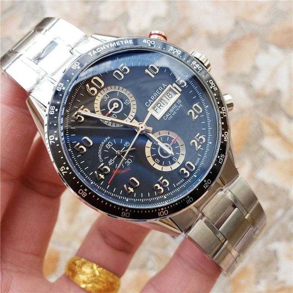 

men's new selling luxury mechanical watch business style steel watchband waterproof 45mm, Slivery;brown