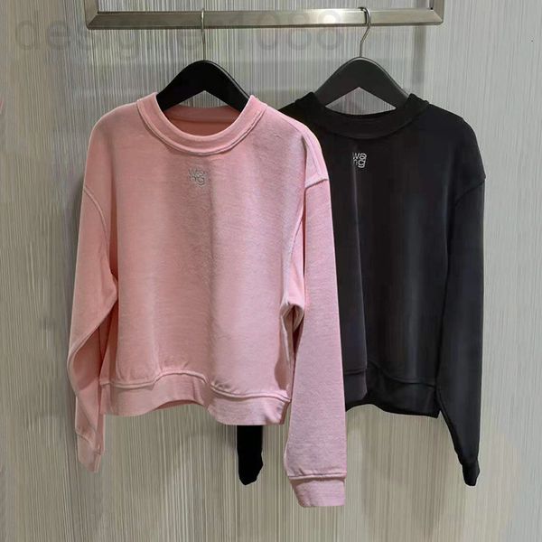 

women's hoodies & sweatshirts designer []2021 autumn winter new aw dawang family round neck suede short long sleeve printed letter swea, Black