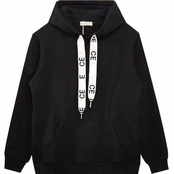 

sweater drawstring hoodie cotton couple casual pullover thin jacket long, Black