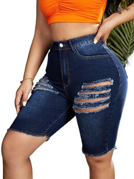 

sxy high waist ripped raw hem denim shorts n8tm#, White;black