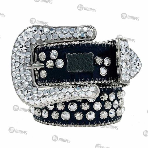 

2021 digner belt bb simon belts for men women shiny diamond belt black on black blue white multicolour302s, Black;brown