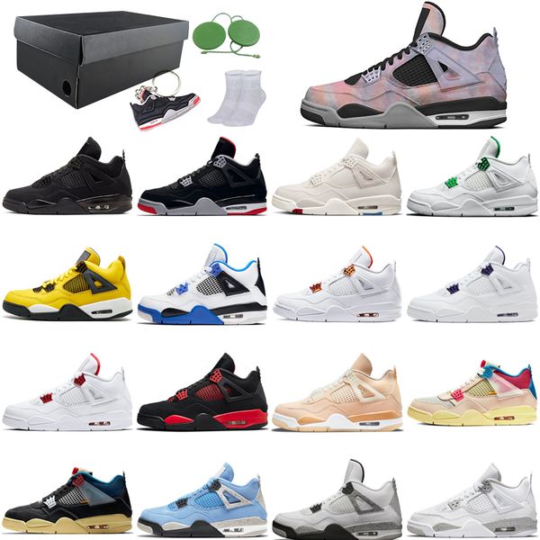 

2022 fashion with box black cat jumpman basketball shoes 4 4s bred canvas red thunder zen master white oreo shimmer lightning red metallic s