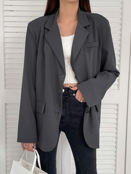 

dazy lapel neck single breasted blazer z8fg#, White