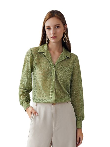 

motf premium lace semi-sheer shirt i4j7#, White