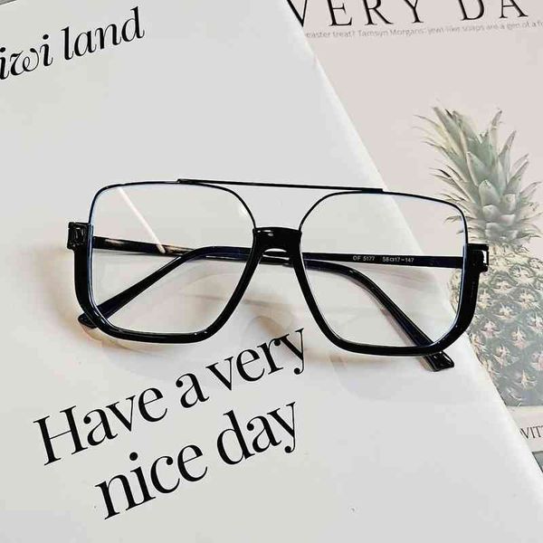 

sunglasses 2022 fashion metal large frame anti blue light glasses men and women can be equipped with myopia plain, White;black