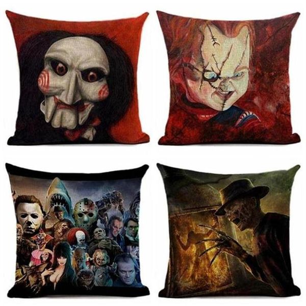 

cushion cover linen horror movie printed pillows cover car sofa decorative pillowcase home decorativos throw pillow case 45x45cm28322g