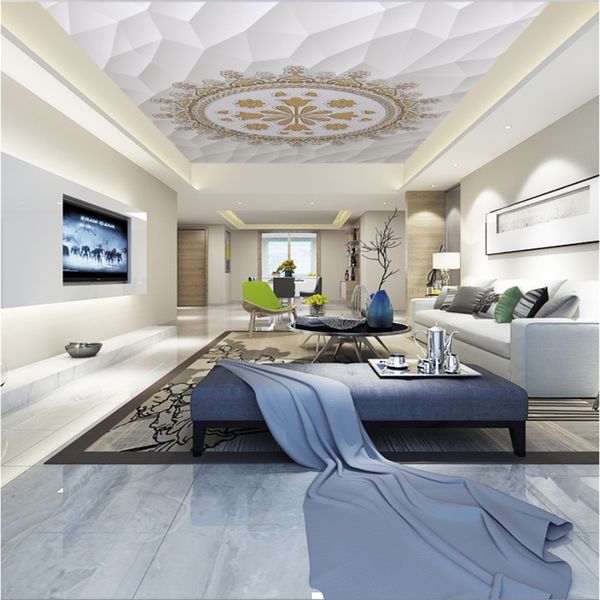 Solielli europei modello geometrico del modello del soffitto della foto della carta da parati 3D del soffitto 3d del salone del salone del tema dell'hotel