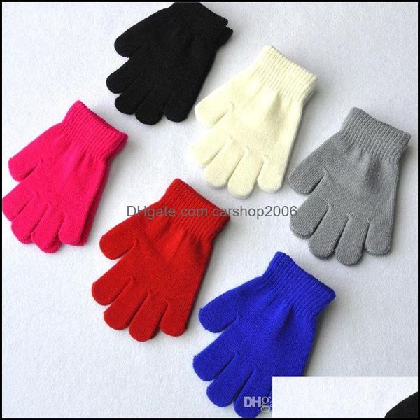 Luvas de cinco dedos Luvas Mittens Hats Fenos Acessórios de moda Inverno Crianças quentes de tricotaram garotas FL Glove Boys 6 Styles