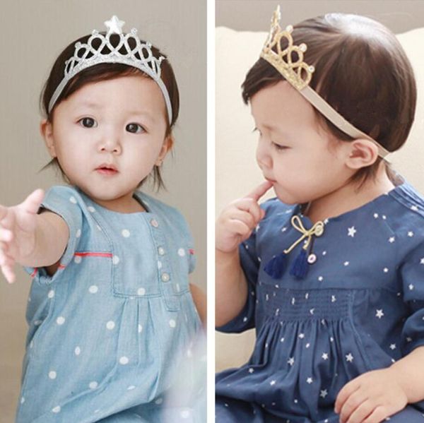 

child rhinestones princess headband elastic hairs crown tiara cosplay accessories hair band accessory party gift hair jewelry, Silver
