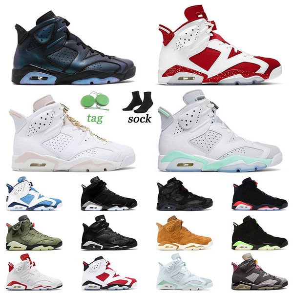 

mens fashion 6 unc basketball shoes 6s british khaki singles day triple black electric green bordeaux midnight navy womens sneakers sports t, White;red