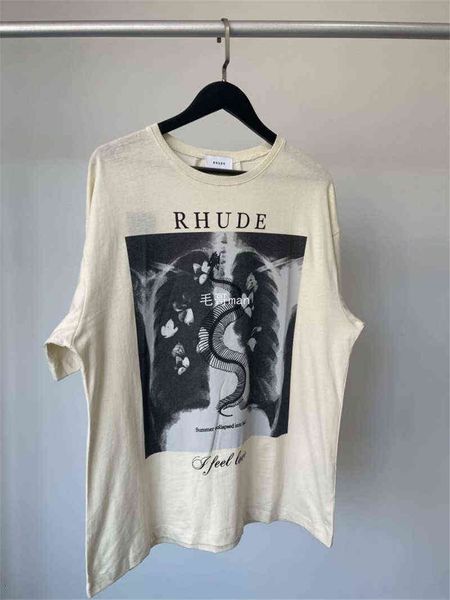 magliette Designer Rhude Racing T-shirt Uomo Donna 1 1 Formula Car Stampa grafica di alta qualità Tee Tops di alta qualità 001