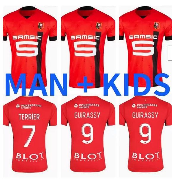 

stade rennais 22 23 soccer jerseys rennes maillot de foot 2022 2023 sulemana bourigeaud terrier doku tait guirassy majer aguerd traore men k, Black;yellow
