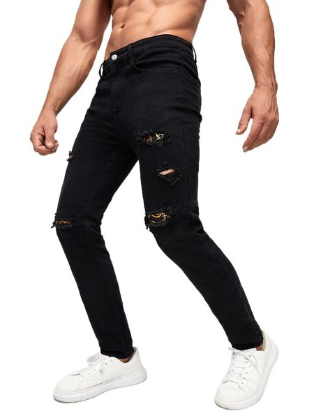 

men ripped skinny jeans 337l#, Blue