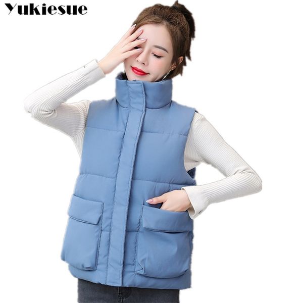 

spring autumn women sleeveless parka coat warm jacket women thicken cotton loose stand collar cotton parkas plus size 210412, Black;brown