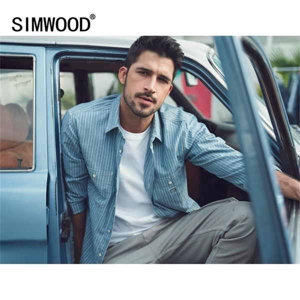 

autumn blue vertical striped shirts men chest pockets casual plus size 100 cotton breathable shirt sj130244 lj200925, White;black